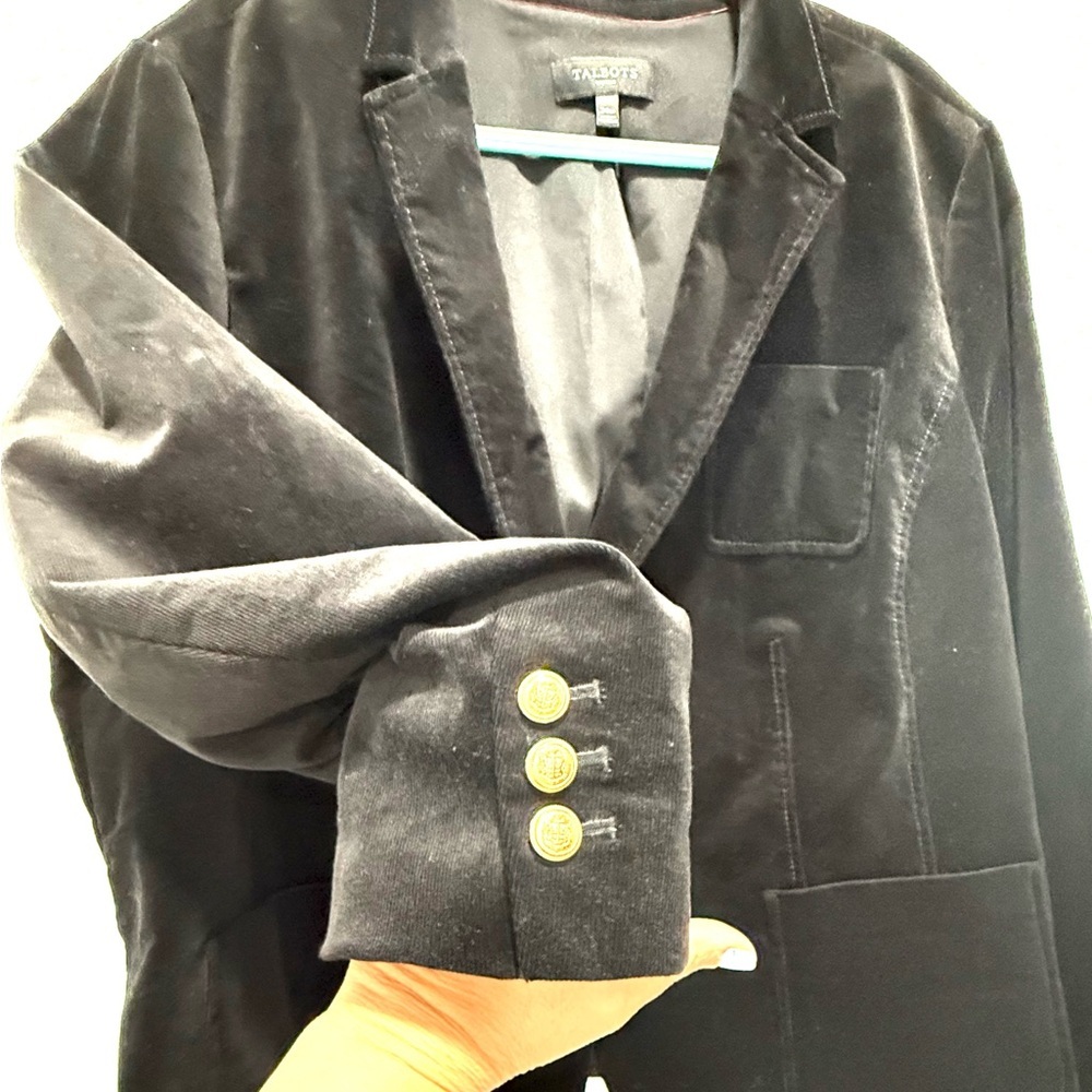 Talbots velvet‎ Black Women's Blazer with Gold Buttons 24W - Picture 11 of 12